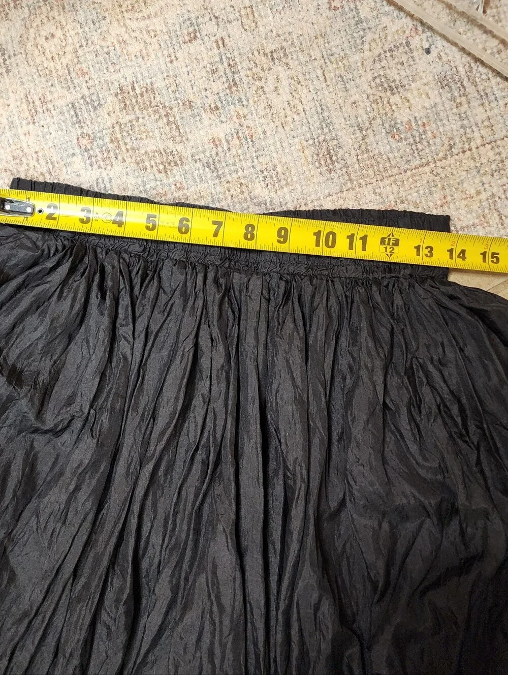 Vintage Christina Silk Crinkle Broomstick Maxi Skirt Black Size L Boho Whimsical